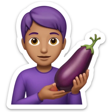 holding brinjal sticker