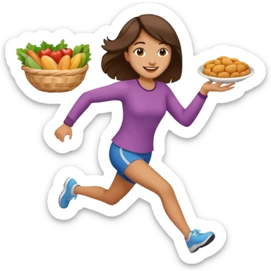 Woman Running to food, must have food  sticker