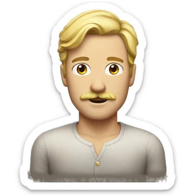 man with blond hair, a mustache, and freckles sticker