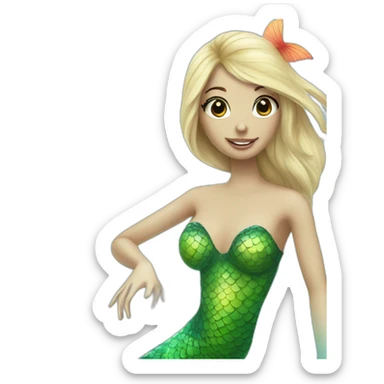 Two mermaids swim in a martini glass sticker