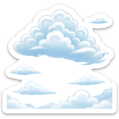 Cinematic Realistic Cirrus Emoji, High and wispy, with thin, delicate clouds stretching across the sky like brush strokes of white. The light, feathery clouds suggest clear weather and distant horizons, evoking a sense of tranquility. Soft glowing outline, capturing the essence of serene skies and airy beauty in a graceful cirrus cloud! sticker