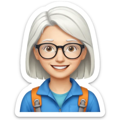 climber woman with white hair and glassess sticker