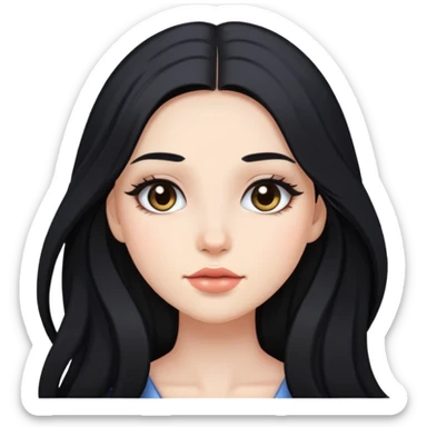girl with long black hair and soft makeup sticker