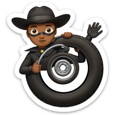 Animal zorro sosteniendo un neumático sticker