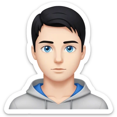 25 years old handsome man with blue eyes and black straight hair. sticker