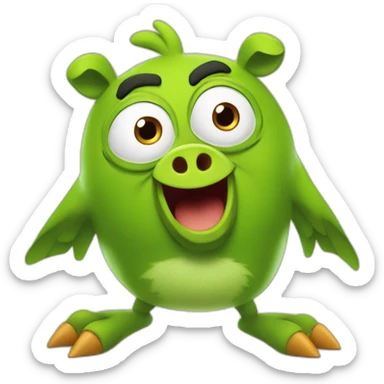 The green pig from Angry Birds rules the birds sticker