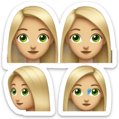 I want a girl with long straight hair with blue and little bit green eyes and with dark blonde colour of the hair  sticker