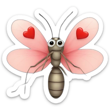 lovely mosquito full of hearts sticker