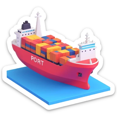 port with cargo ship sticker