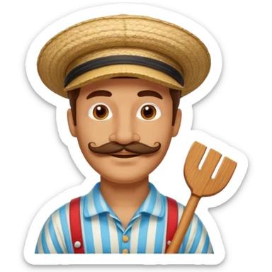 venetian gondolier with mustache, no rows, romantic guy sticker