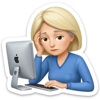 A 55-year-old woman really tired while she is working sticker