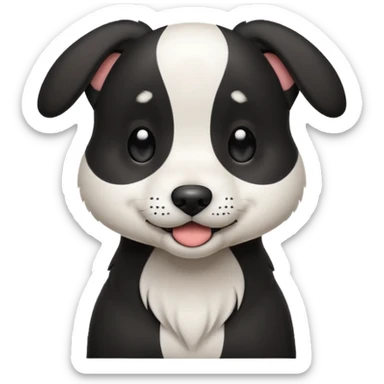 black and white dog with floppy ears winking sticker