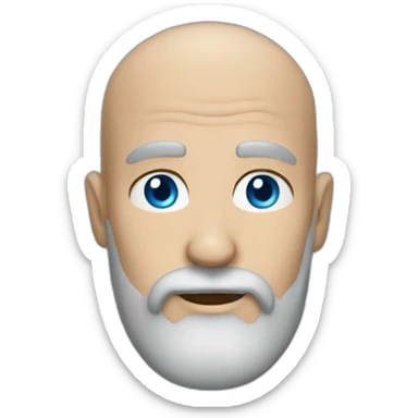 Man 40 years bald with grey and black long beard blue eyes sticker