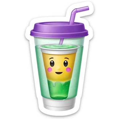 White solid paper cup filled with dirty sprite sticker