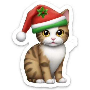 Christmas Cat with Christmas tree and Christmas hat sticker