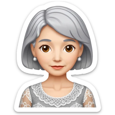 grey haired woman with lace patterned top sticker