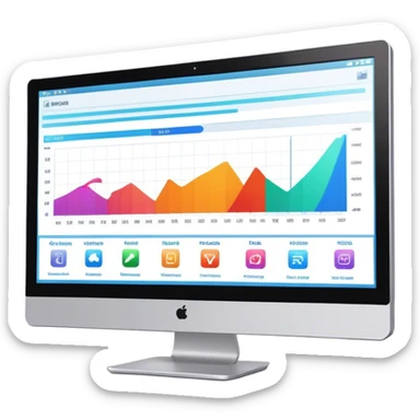 Create an emoji for animation and motion design. Show a computer monitor displaying cartoon creation process, with a timeline, keyframes, and motion effects. Use modern, vibrant colors. No emojis or smiley faces. Transparent background. sticker