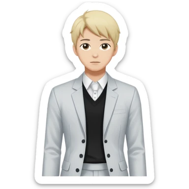 Japanese anime illustration, full body male character .
Clean thin lineart, professional manhwa style, modern BL illustration. sticker