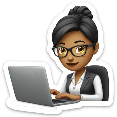 Business woman typing on a laptop  sticker