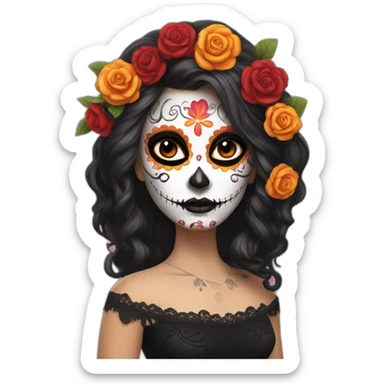girl dia de los muertos sticker