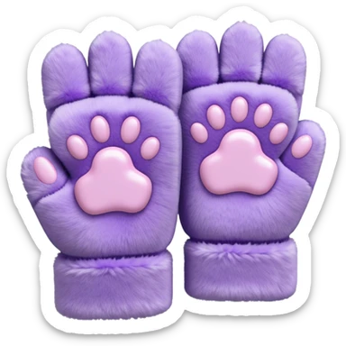 Pastel purple fuzzy cozy furry catty paw fingerless gloves and pulsewarmers sticker