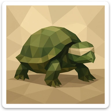blind turtle, polygonal low-poly style, creative and unique artistic interpretation sticker