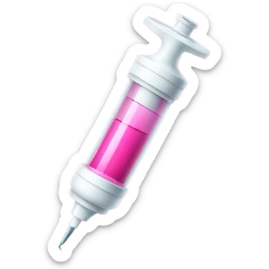 pink syringe for injection with needle sticker