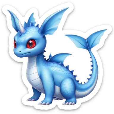 cool cute adorable Lapras-Vaporeon-creature-hybrid full body, four legs, red eyes,  sticker