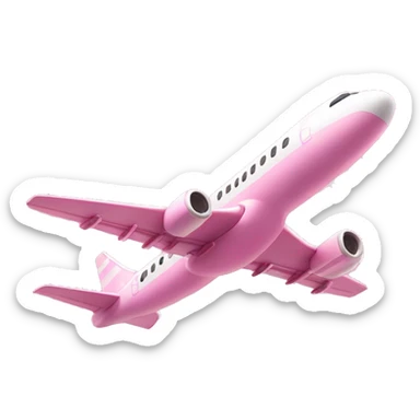 Pastel Pink Airplane "A pastel pink airplane with shimmering wings, glowing engines, and sparkles trailing behind as it soars through a dreamy pink sky." sticker