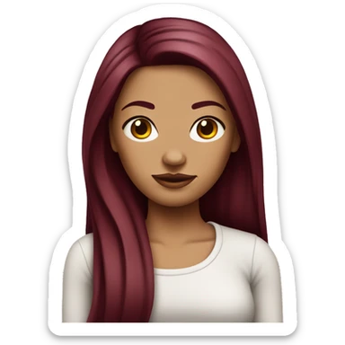 Tattooed woman with long straight burgundy hair sticker