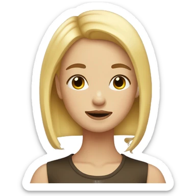 A girl with blonde hair, and a mole on her left cheek  sticker
