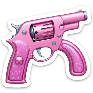 Pink glitter gun sticker