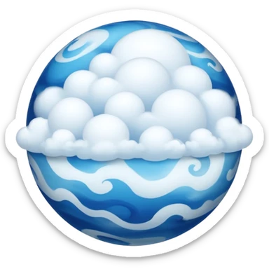 sphere globe planet, surface covered with cloud and gas sticker