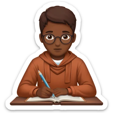 Studying aesthetic in dark terracotta color without face  sticker