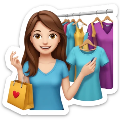 woman with long hair buys clothes in a store, shopping vibe sticker