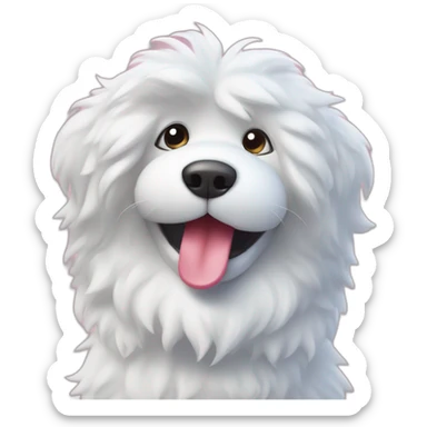 Fluffy dog sleepily brushing his teeth sticker