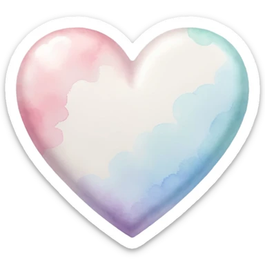 white heart with watercolor effect sticker