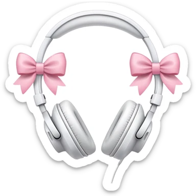 White headphones with pink bow sticker
