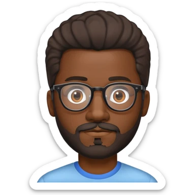 Un homme noir avec des lunettes et une petite moustache et peu de barbes avec un style de cheveux Sisco  sticker