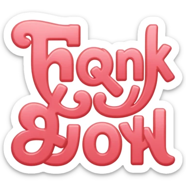 the words thank you in coral pink sticker