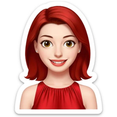 Anne Hathaway in red dress, hot sticker