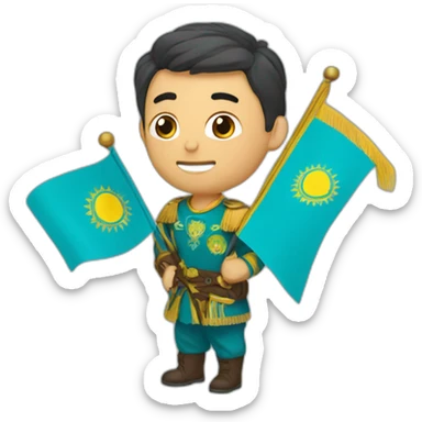 Tokaev with flag of Kazakhstan  sticker