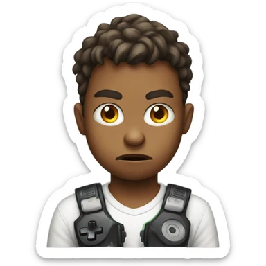 Angry kid playing video games sticker