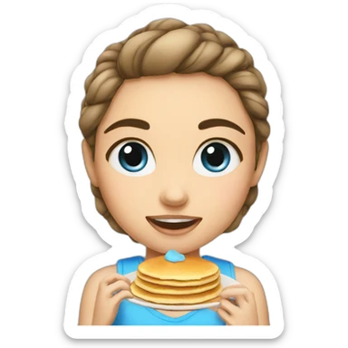 girl whit blue eye eat pancake sticker