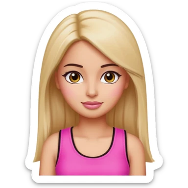 a pretty bratz emoji that looks like katrina kaif with straight side part hair wearing a neon pink sleeveless top
She should resemble Katrina Kaif. sticker