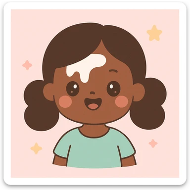 kawaii style illustration of a dark-skinned girl with milk on her face sticker
