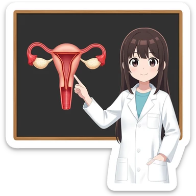 Anime girl long explain female reproductive system sticker