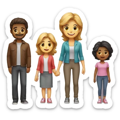 a family with a man, a woman,twe boy and one girls sticker