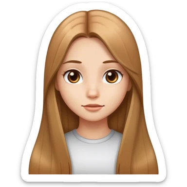 girl long light brown straight hair sticker