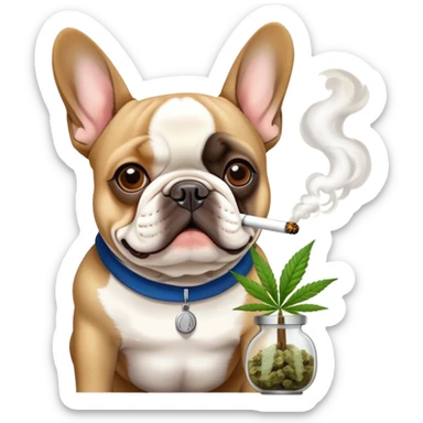 French bulldog smokes marijuana. sticker